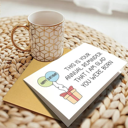 Chenive Funny Birthday Card for Sister Brother, Humorous Birthday Card for Friend, Happy Birthday Card for Him Her, This Is Your Annual Reminder Card