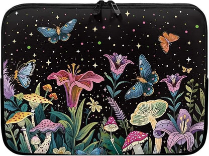Butterfly Flower Laptop Sleeve for Women 10 inch Lap Top Case Portable Laptop Protector Zippered Pouches with Humanize Design Computer Carrying Case Star Briefcase