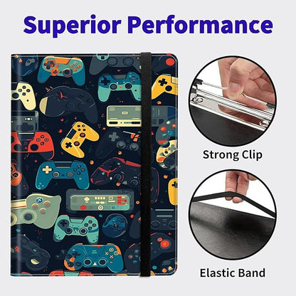 Gaming Controllersca Padfolio Folder with Clipboard,Portfolios Organizer Clipboards with Storage Clipboard Writing Pad PU Leather Conference Document Organizer with Business Card Holder