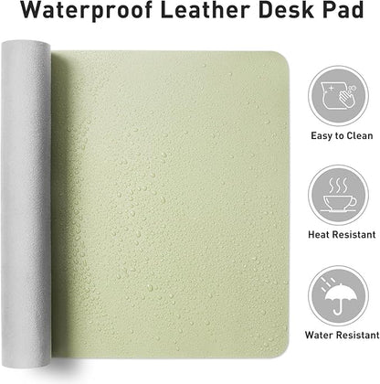 Aothia Leather Desk Pad Protector, Large Mouse Pad, Office Desk Mat, Non-Slip PU Leather Desk Blotter, Laptop Desk Pad, Waterproof Desk Writing Pad for Office and Home (Grass Green, 23.6" x 13.7")