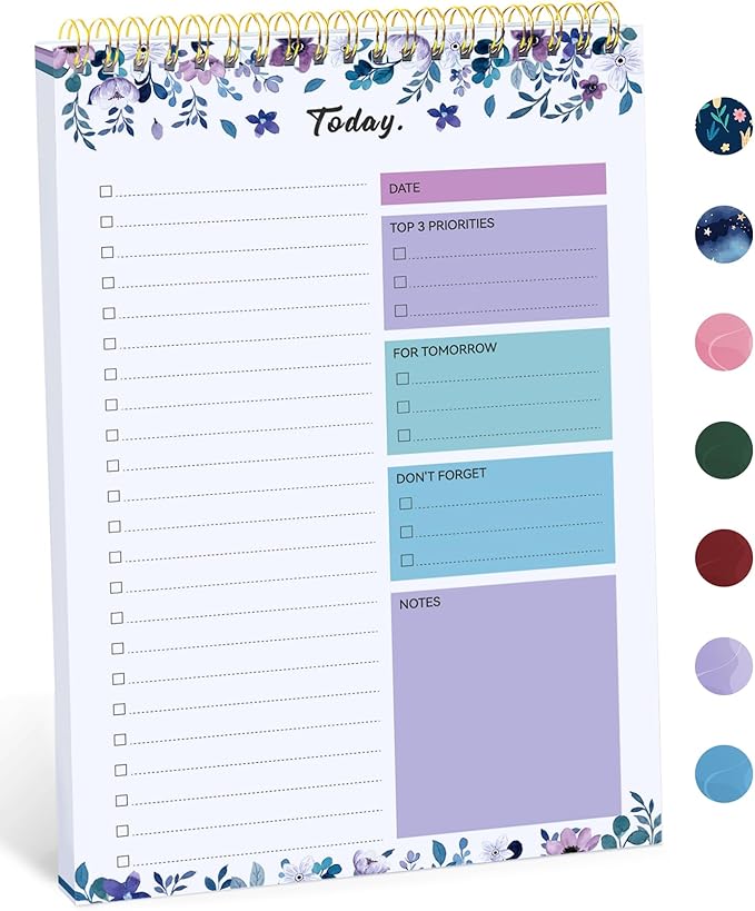 To Do List Pad - To Do List Notebook for Work with 52 Sheets, Undated Daily Planner Perfect for Daily Tasks and Goal Setting, To Do List Notepad Suitable for Office, Home and School-VioletBloom
