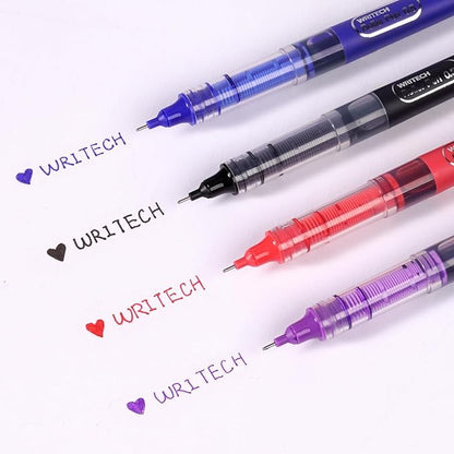 WRITECH Liquid Ink Rollerball Pens: 0.5mm Extra Fine Point Tip Quick Dry Roller Pens 4ct Assorted Colors Ink for Writing, Taking Notes & Sketching Multi Colored