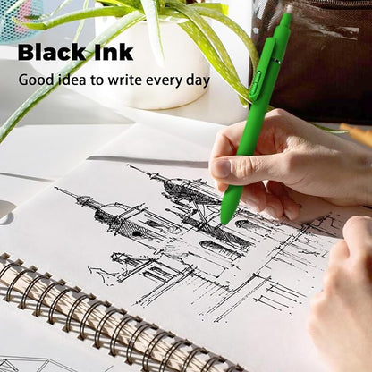 Gel Pens, 8 Pcs Quick Dry Black Ink Pen Fine Point 0.5mm Smooth Writing Pen, Large Capacity Long Lasting Ink Retractable Pens Gift Set for Journaling Note Taking, School Office, Home Supplies
