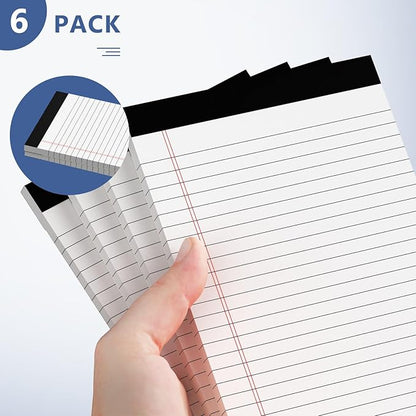 5" x 8" Note Pads 6 Pack of Legal Pads 30 Sheets Notepad College Ruled Small Writing Pads Perforated Pages Paper Pads 80GSM Heavyweight Paper Note Pads for Home, Office, or School