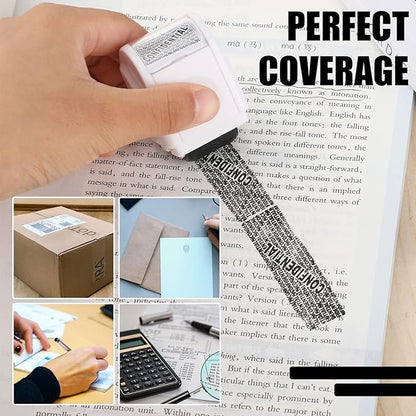 Nezyo 2 Pack Identity Protection Roller Stamp Identity Theft Stamp Confidential Roller Stamp Privacy Stamp Information Blocker Stamp and 4 Pack Refill Ink for ID Account Data Address Security(White)