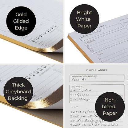 Daily Planner To-Do List Notepad - 50 Page Daily Planner Pad Checklist, To-Do List Notebook, and Work Planner - Daily Schedule Planner - 8.5 x 11 Inch Daily Planner Notepad - Task Planner Blu Monaco