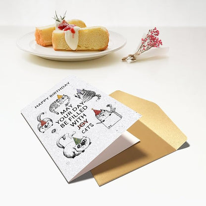 Happy Birthday Card for Cat Lover, Funny Birthday Card for Cat Mom Cat Dad, Cute Kitten Birthday Card for Him Her, May Your Day Be Filled With Cats Bday Card