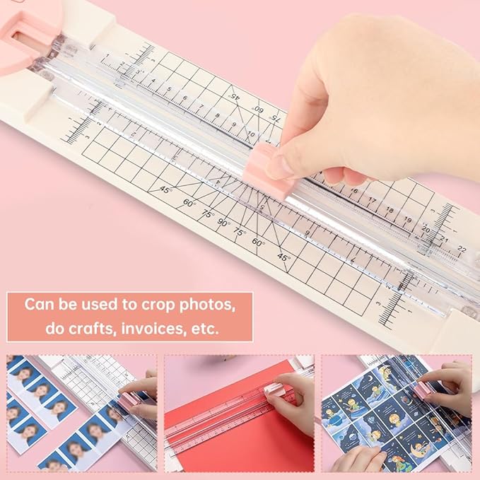 Paper Cutter,4-in-1 Paper Trimmer,Photo Cutter,Multi-Function Scrapbooking Tool with Dial Blades of Straight,Wave,Perforated,Creasing for Cutting Paper,Coupons,Postcards,Card