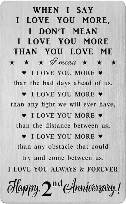 CPLJW 2 Year Anniversary Card Gifts for Him Husband - 2nd Anniversary Romantic Gifts - Second Wedding Anniversary Wallet Card Gifts