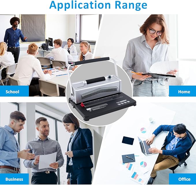 TIANSE Spiral Coil Binding Machine, Manual Book Maker Punch Binder with Electric Coil Inserter, Comes with 100pcs 5/16" Plastic Coil Binding Spines & Plier for Letter Size, A4, A5 or Smaller Sizes