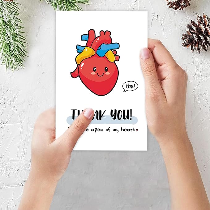 Cute Thank You Card for Heart Surgeon, Funny Thank you Gift for Women Men, Appreciation Card for Doctor Nurse Medical Staff, Thank You from the Apex of My Heart
