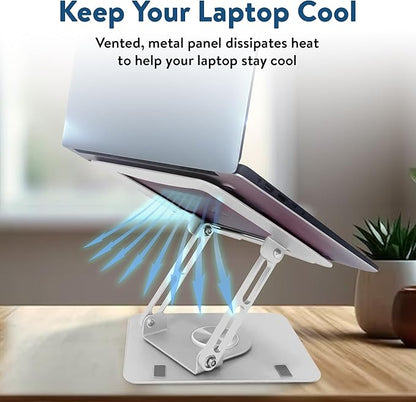 Swivel Laptop Stand for Desk, Adjustable Laptop Stand for Desk w/ 360° Rotation, Raise Tilt Cools Laptop with This Ergonomic Laptop Stand Riser, Collapsible iPad Computer Laptop Stand (Grey)