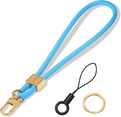 Fishent Keychain Wristlet lanyard, Cute Key Chain Holder, Upgraded Woven Wrist Lanyard for Keys, Wristlet Strap Keychain for Women Men Car Keys ID Badges Card Wallet Phone (Sky Blue)