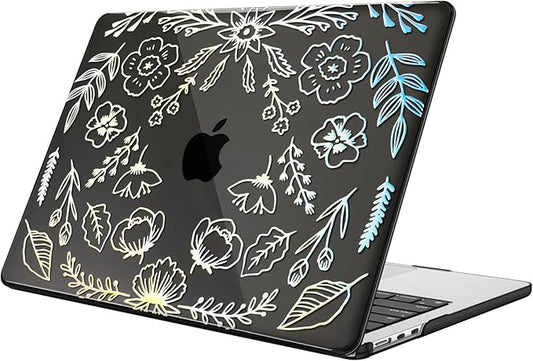 Fintie Case for MacBook Air 13.6 Inch A3113 A2681 (2022 2023 2024 Release) - Snap On Hard Shell Cover for MacBook Air 13.6" M2 M3 Chip with Liquid Retina Display and Touch ID (Garden-Black)