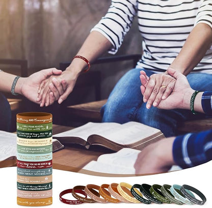 Unittype 240 Pcs Christian Silicone Bracelets Bulk Scripture Gifts Bible Verse Rubber Wristbands Religious Church Gifts for Women Men Party Favors Birthday Easter Baptism Gifts(Retro Color)