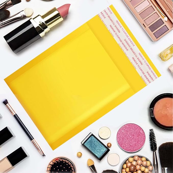 Dasen Kraft Bubble Mailers 3.5x5 Inch 50 Pcs,Small Self-Sealing Waterproof Cushioned Mail Shipping Bags,Yellow Padded Envelopes #0000