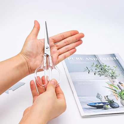 Acrylic Scissors Silver Scissors 6.5" Clear Scissors Metal Blades Office Cutting Shears for Craft Supplies Desk Accessories