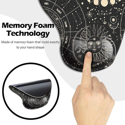DOOKE Ergonomic Mouse Pad with Wrist Support, Cute Mouse Pads with Non-Slip Rubber Base for Home Office Working Studying Easy Typing & Pain Relief Moon Sun