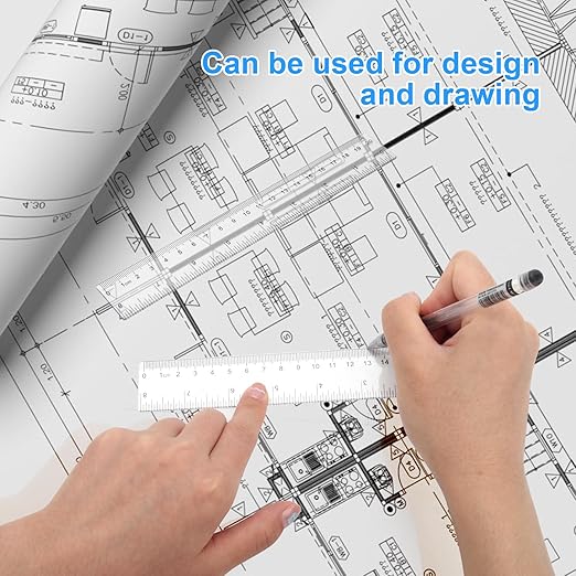 2 Pack - 8 inch Clear Plastic Ruler Straight Shatterproof Transparent Rulers for Office Supply (Clear)