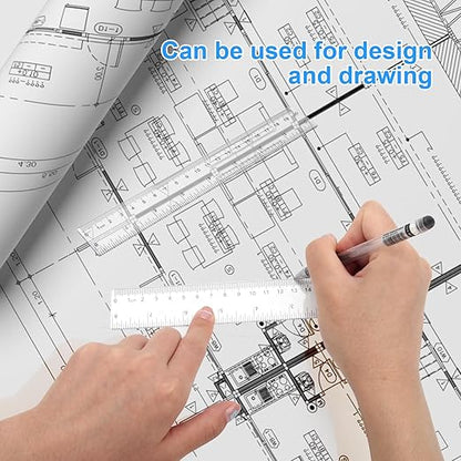 2 Pack - 8 inch Clear Plastic Ruler Straight Shatterproof Transparent Rulers for Office Supply (Clear)