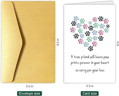 Chenive Pet Loss Sympathy Card - For Dog or Cat Owner, Men or Women, Bereavement Card