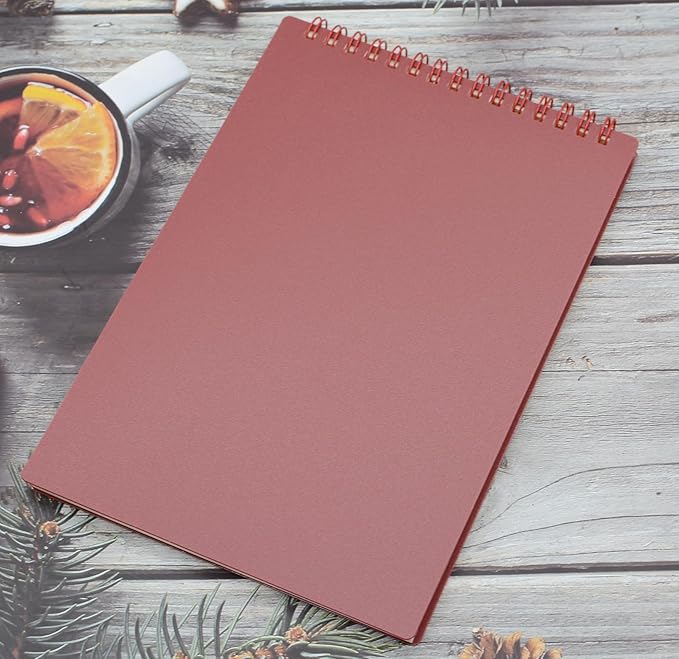 Yansanido Top Bound Spiral Notebook, 4 Pcs 4 Color A5 Size Thick Plastic Hardcover 7mm College Ruled Paper 80 Sheets (160 Pages) Journal for School and Office Supplies (4 Pcs A5)