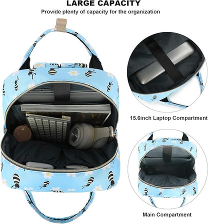 Bee Laptop Backpack College Bookbag School Backpack for Women Girls, Travel Backpack 15.6 Inch Computer Backpacks