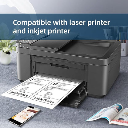 100 Sheets 400 Labels 4"x5" 4 Up Shipping Address Labels for Laser & Inkjet Printers, Permanent Adhesive 4 to a Page, 4 Stickers per Sheet