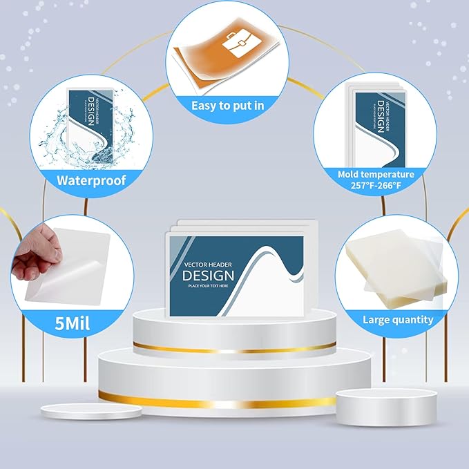 Index Card Laminating Pouches 3x5 File Card Laminating Pouches Lamination Pouches Recipe Card Laminating Pouches for Work Permits Pass Cards Student ID Cards (100, 5mil)