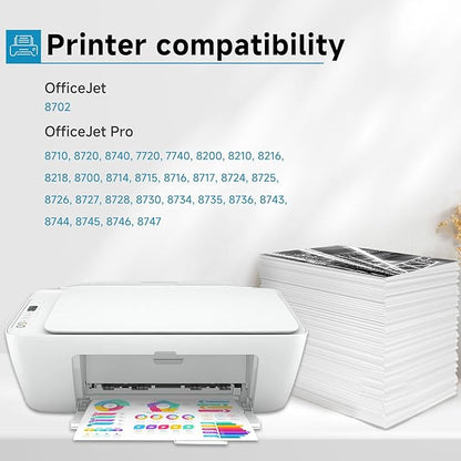 952XL Ink Cartridges Remanufactured Replacement for HP 952 XL hp952 Combo 4 Pack for Officejet Pro 8710 7740 8720 8702 8210 7720 8715 8730 8740 8216 Printer Black Color