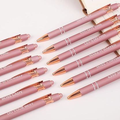 12 Pcs Ballpoint Pens,Fine Point Smooth Writing Pens,Kawaii Pens For Writing Journaling Taking Notes School Office Home. (Rose gold 12Pcs)