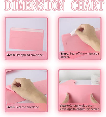 50 Packs 5x7 Envelopes,Pink A7 Envelopes,5x7 Envelopes for Invitations,Envelopes Self Seal for Weddings,Greeting Cards, Mailing, Invitations, Photos, Postcards，Printable Invitation Envelopes