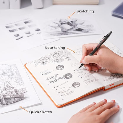 Nicpro 0.5 mm Mechanical Pencils Set with Case, 3 Metal Artist Pencil With 480PCS HB Lead Refills, 3 Erasers,9 Eraser Refills For Architect Art Writing Drafting, Drawing, Engineering, Sketching, Black