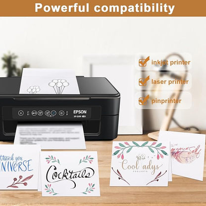 100 Packs Blank White Note Cards and Envelopes 4 x 6 Heavyweight Folded Cardstock and A4 Envelopes Printable Self Seal for Christmas DIY Greeting Cards, Wedding Invitations, Thanksgiving Card