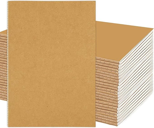 24 Pack Blank Books for Kids - 5.5"x 8.3", 60 Pages - Small Journals Bulk, Girls Notebooks for Drawing & Writing, Sketchbooks with Kraft Brown Soft Cover, Unlined Paper, A5 Travel Size