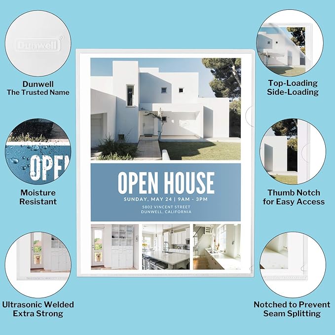 Dunwell Clear Plastic File Folder Sleeves, 36 Pack, 8.5x11 Letter Size, Acid-Free Poly Plastic