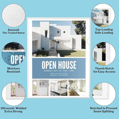 Dunwell Clear Plastic File Folder Sleeves, 36 Pack, 8.5x11 Letter Size, Acid-Free Poly Plastic