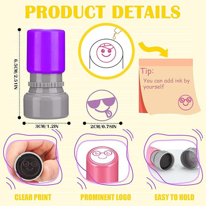 Yinder 24 Pcs Teacher Stamps for Classroom Self Inking Classroom Stamps Bulk for Teachers Elementary Colorful Motivational Encouraging Gifts(Expression)