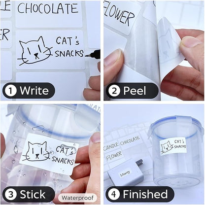 170Pcs White Removable Labels for Jars,for Storage Bins,for Food Containers with 2 Liquid Chalk Marker(White)