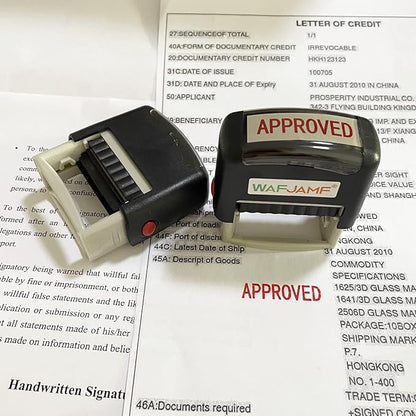 WAFJAMF Approved Message Stamp Self-Inking Rubber Stamp Office Stamp Red Ink-Medium