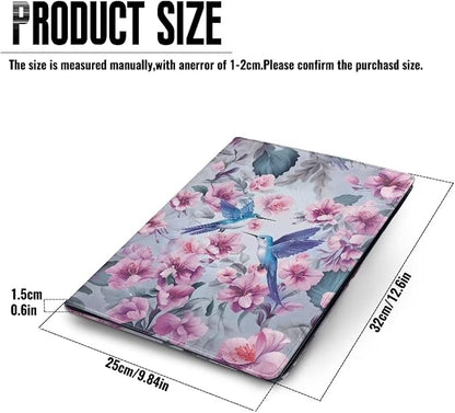 Hummingbird Flower Purple Portfolio Folder Leather Padfolio with A4 Size Clipboard Clip for Business Interview Document Sleeve Binder Folder for Men/Women