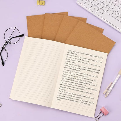 EOOUT 24 Pack A5 Lined Journaling Notebooks for Writing, Kraft Notebook Journals 8.3x5.5in College Ruled Subject Notebooks 30 Sheets 60 Pages for School Office Supplies
