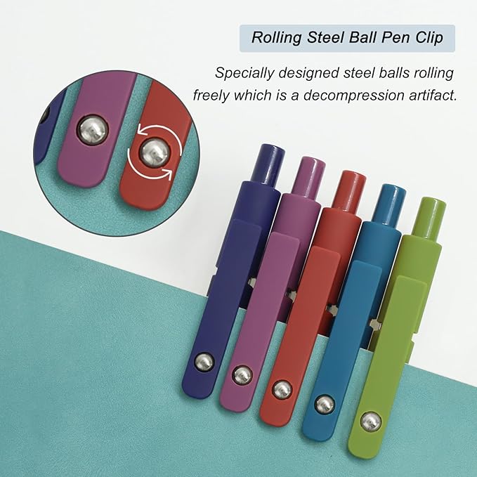 Gel Pens, 5 Pcs 0.5mm Fine Point Smooth Writing Pens Cute Pens, High-End Series Black Ink Pens for Journaling Note Taking, School Office Supplies for Women Men (5 Pcs Vintage)