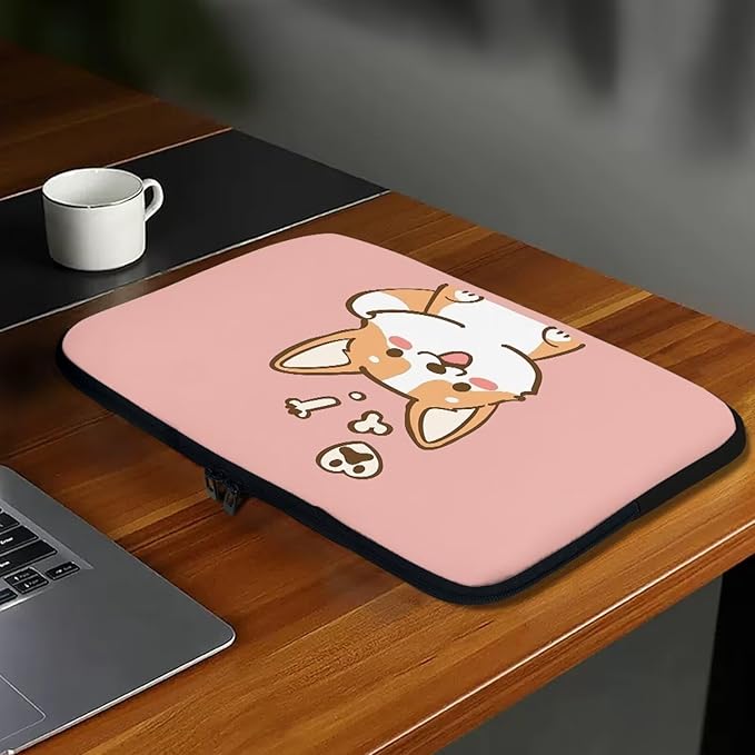 Cute Corgi Laptop Sleeve for Women Girls 12 inch Laptop Protector with Multiple Uses Computer Carrying Case PinkTablet Bag Lap Top Case Men Laptop Protector