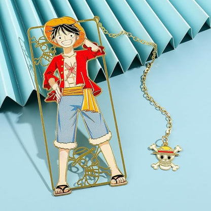 One Pieces Anime Luffy Shanks Uta Book Mark - Brass Metal Bookmark, Stationery School Supplies, Gift for Book Lover, Friends, Anime Fans Collection (Luffy)