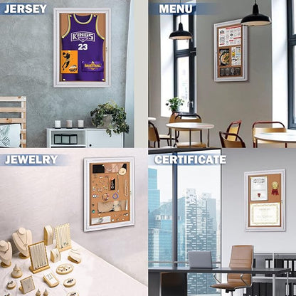 SWANCROWN Enclosed Bulletin Board Cork Displays Boards Weather Resistant Wall Mounted Notice Case, 28x20inches