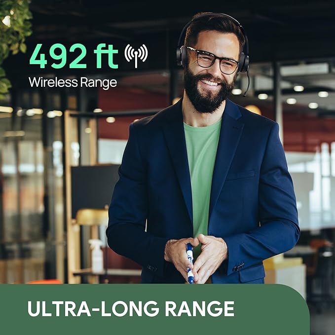 Yealink WH64 Hybrid with DECT Dongle, 492ft Range, 32 Talk Time Bluetooth Headset for Teams, Zoom Skype UC, 3X Mic Noise Cancelling, Headset PC Phone