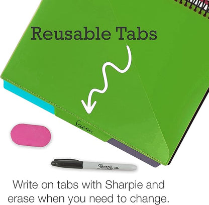 Samsill 2 Pack Deluxe 24 Pocket Spiral Project Organizer with Refillable Notepad, Customizable Front Cover, 12 Dividers with Erasable Write-On Tabs in Fashion Colors, Plastic Folders with Pockets