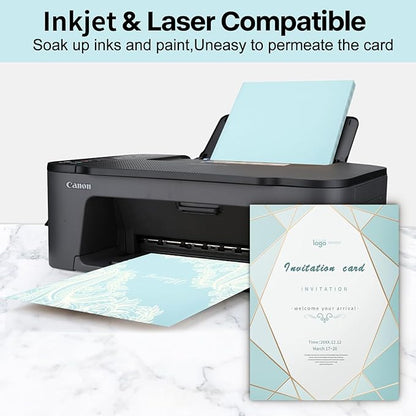 24 Sheets Light Blue Cardstock 8.5 x 11 Pastel Paper, Goefun 80lb Card Stock Printer Paper for Invitations, Menus, Crafts, DIY Cards