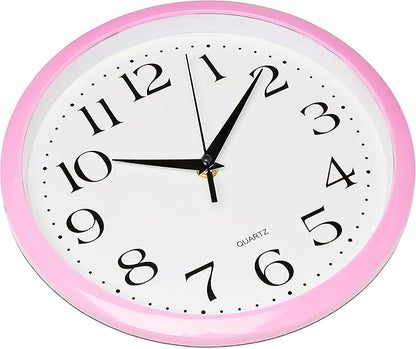 Bernhard Products Light Pink Wall Clock Silent Non Ticking - 10 Inch Quality Quartz Battery Operated Round Easy to Read Home/Kitchen/Office/Classroom/School Clock